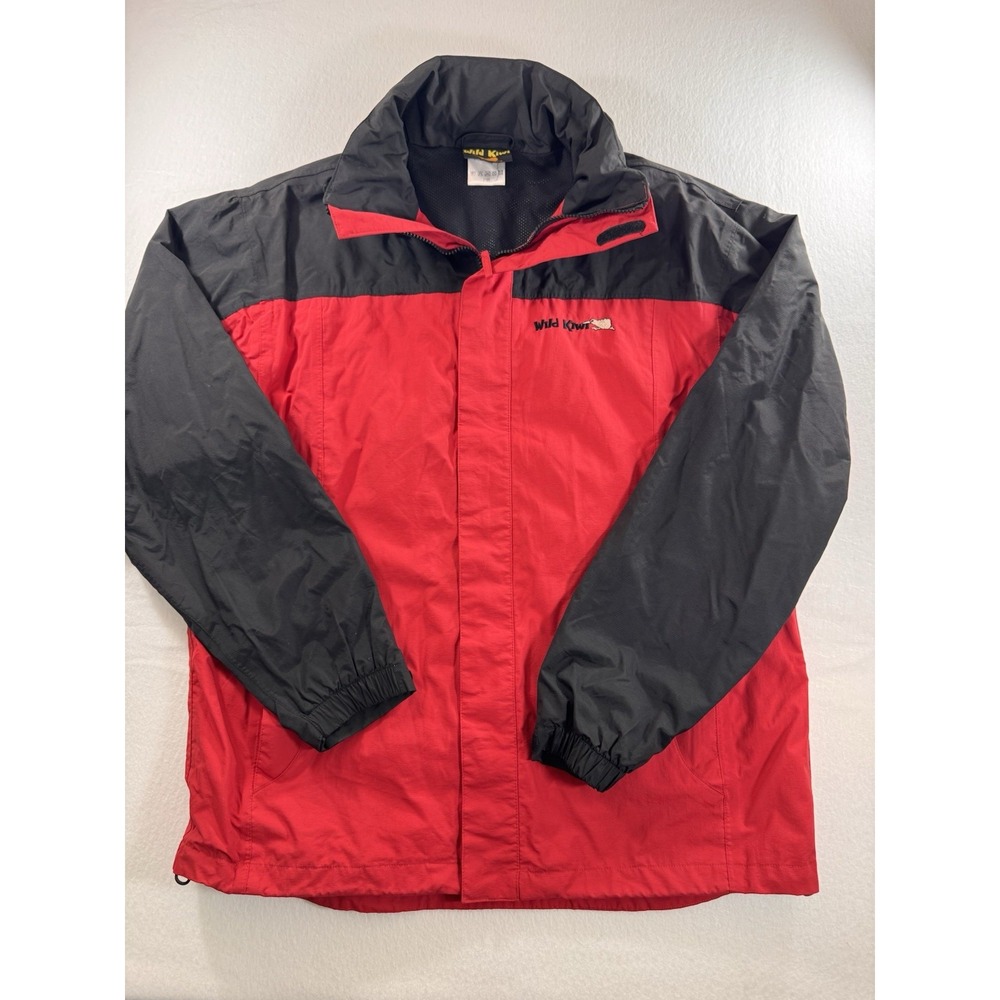 Wild Kiwi New Zealand Mens Rain Jacket XL Red & Black Nylon Shell Embroidered